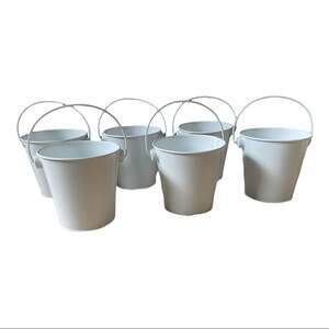 Cakewalk 6 Metal White Pails NEW